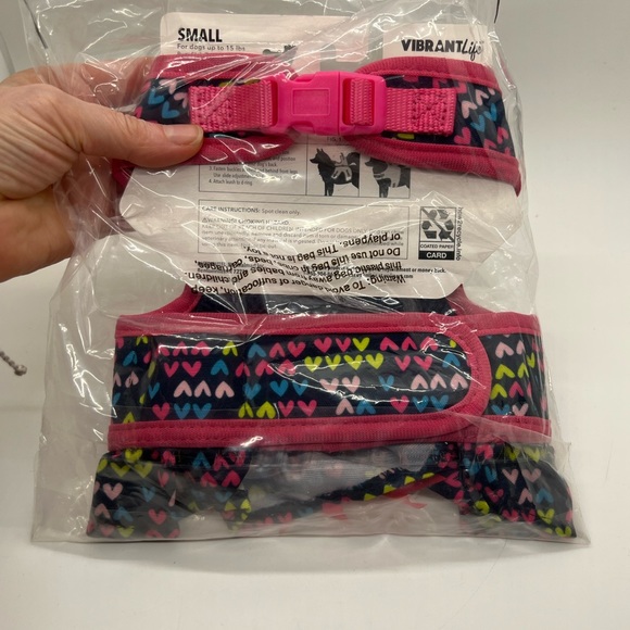 NWT Vibrant Life Harness. Pink & Navy with hearts & bow Small (up to 15 pounds) - Picture 8 of 9